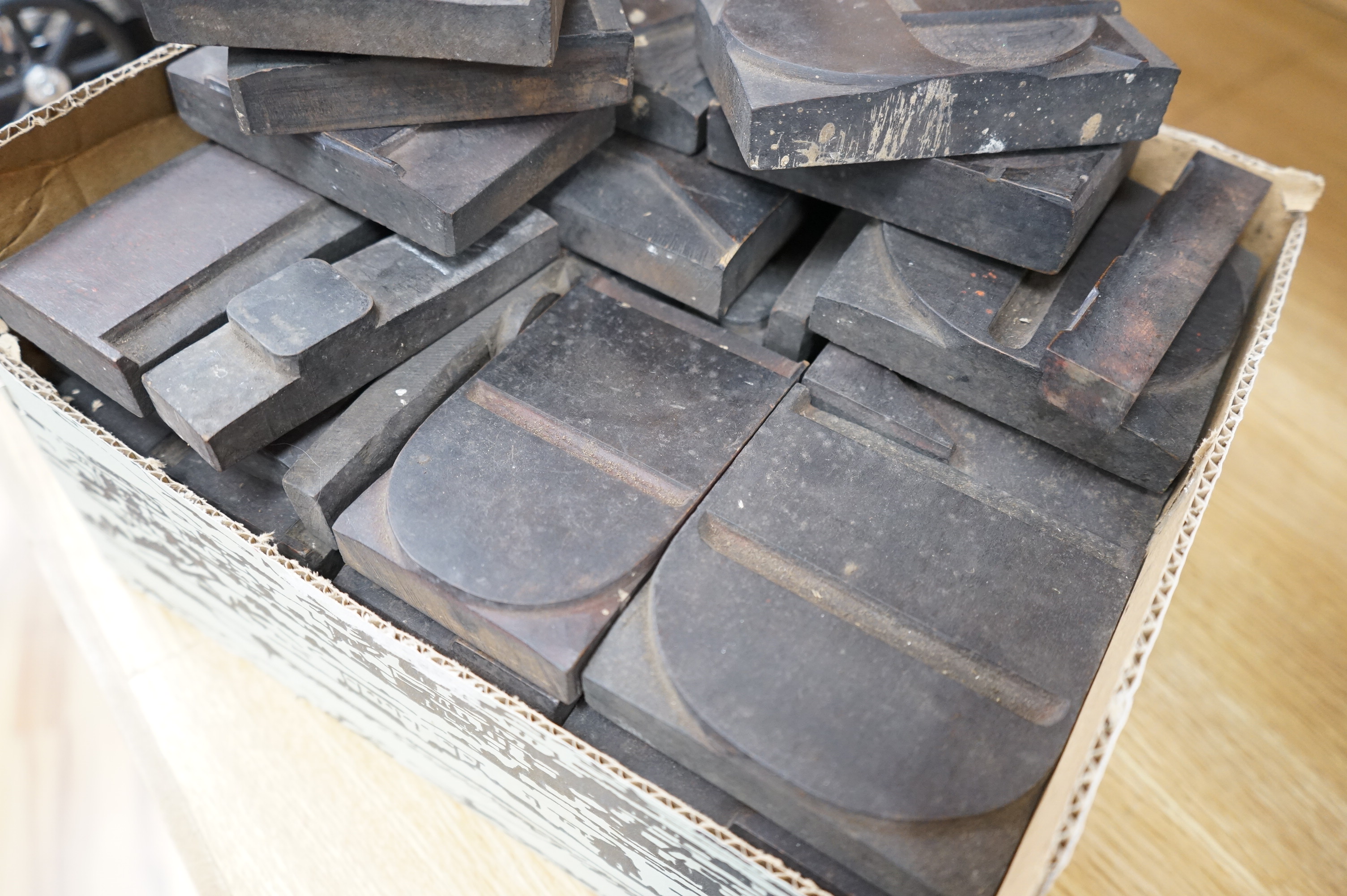 A quantity of wood printing blocks